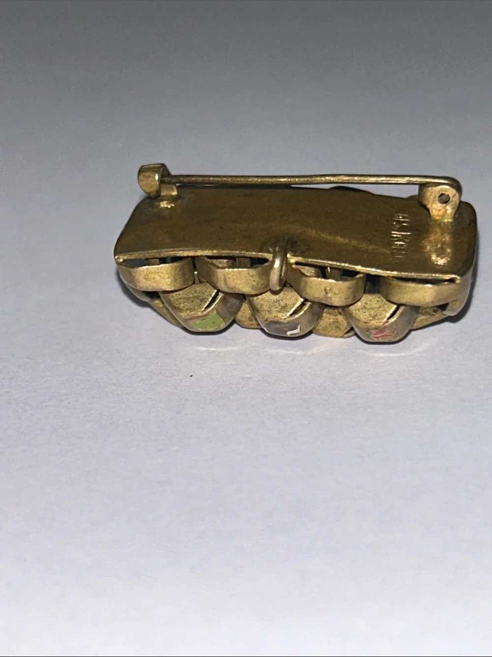 Watch Fob - Vintage German Enamel Brass  Brooch Pin